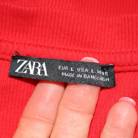 Zara, Red Short sleeve ribbed T shirt Dress - Picture 5 of 6